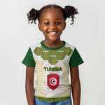 Tunisia Flag Kid T shirt with National Crest and Emblem