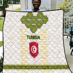 Tunisia Flag Quilt with National Crest and Emblem