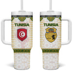 Tunisia Flag Tumbler With Handle with National Crest and Emblem