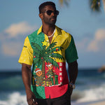 Benin Christmas Hawaiian Shirt Palm Tree Dolls and Red Yellow Green Festive - African Pride