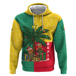 Benin Christmas Hoodie Palm Tree Dolls and Red Yellow Green Festive - African Pride