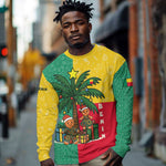 Benin Christmas Long Sleeve Shirt Palm Tree Dolls and Red Yellow Green Festive - African Pride