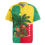 Benin Christmas Rugby Jersey Palm Tree Dolls and Red Yellow Green Festive - African Pride