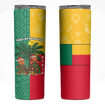 Benin Christmas Skinny Tumbler Palm Tree Dolls and Red Yellow Green Festive - African Pride