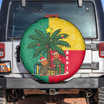 Benin Christmas Spare Tire Cover Palm Tree Dolls and Red Yellow Green Festive - African Pride