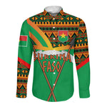 Burkina Faso Heritage Long Sleeve Button Shirt Tribal Spears and National Emblem - African Pride