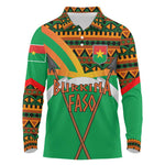 Burkina Faso Heritage Long Sleeve Polo Shirt Tribal Spears and National Emblem - African Pride