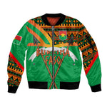 Burkina Faso Heritage Sleeve Zip Bomber Jacket Tribal Spears and National Emblem - African Pride
