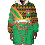 Burkina Faso Heritage Wearable Blanket Hoodie Tribal Spears and National Emblem - African Pride