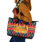Burkina Faso Leather Tote Bag Kente Flag Red Green Blue Geometric - African Pride