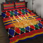 Burkina Faso Quilt Bed Set Kente Flag Red Green Blue Geometric - African Pride