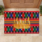 Burkina Faso Rubber Doormat Kente Flag Red Green Blue Geometric - African Pride