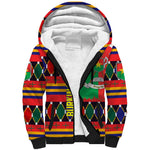 Burkina Faso Sherpa Hoodie Kente Flag Red Green Blue Geometric - African Pride