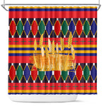 Burkina Faso Shower Curtain Kente Flag Red Green Blue Geometric - African Pride