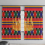 Burkina Faso Window Curtain Kente Flag Red Green Blue Geometric - African Pride