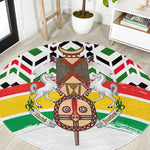 Burkina Faso Round Carpet Red Green Black Geometric - African Pride