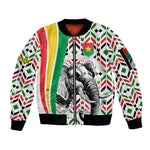 Burkina Faso Sleeve Zip Bomber Jacket Red Green Black Geometric - African Pride
