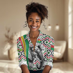 Burkina Faso Women Casual Shirt Red Green Black Geometric - African Pride