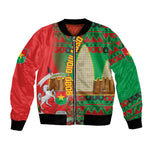 Burkina Faso Bomber Jacket Tribal Design and Bobo Dioulasso Landmark - African Pride