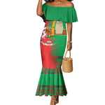 Burkina Faso Mermaid Dress Tribal Design and Bobo Dioulasso Landmark - African Pride