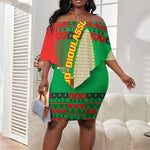 Burkina Faso Off Shoulder Short Dress Tribal Design and Bobo Dioulasso Landmark - African Pride