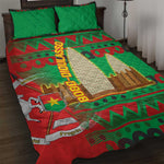 Burkina Faso Quilt Bed Set Tribal Design and Bobo Dioulasso Landmark - African Pride