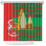Burkina Faso Shower Curtain Tribal Design and Bobo Dioulasso Landmark - African Pride