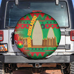 Burkina Faso Spare Tire Cover Tribal Design and Bobo Dioulasso Landmark - African Pride