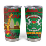 Burkina Faso Tumbler Cup Tribal Design and Bobo Dioulasso Landmark - African Pride