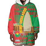 Burkina Faso Wearable Blanket Hoodie Tribal Design and Bobo Dioulasso Landmark - African Pride
