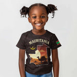 Mauritania Kid T shirt - Desert Sunset Camel Silhouette and Flag Accents