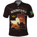 Mauritania Polo Shirt - Desert Sunset Camel Silhouette and Flag Accents