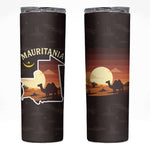 Mauritania Skinny Tumbler - Desert Sunset Camel Silhouette and Flag Accents