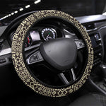 Mauritania Steering Wheel Cover - Desert Sunset Camel Silhouette and Flag Accents