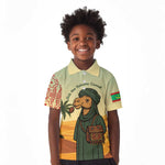 Mauritania Kid Polo Shirt - Sidi the Sahara Camel Cartoon and Desert Caravan Design
