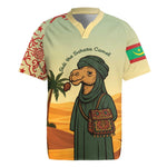 Mauritania Rugby Jersey - Sidi the Sahara Camel Cartoon and Desert Caravan Design