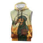 Mauritania Sleeveless Hoodie - Sidi the Sahara Camel Cartoon and Desert Caravan Design - African Pride