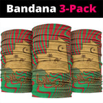 Mauritania Neck Gaiter - Desert Camel Crescent Moon and Palm Tree Graphic in Red Green Gold Pattern TS04
