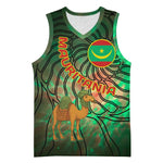 Mauritania Basketball Jersey - Green Tie Dye Camel and Crescent Moon Flag Design - African Pride