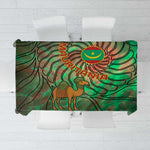 Mauritania Tablecloth - Green Tie Dye Camel and Crescent Moon Flag Design
