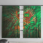 Mauritania Window Curtain - Green Tie Dye Camel and Crescent Moon Flag Design