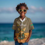 Mauritania Kid Hawaiian Shirt - Cute Fennec Fox and Arabic Calligraphy Desert Design