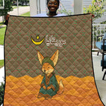 Mauritania Quilt - Cute Fennec Fox and Arabic Calligraphy Desert Design