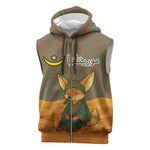 Mauritania Sleeveless Zip Hoodie - Cute Fennec Fox and Arabic Calligraphy Desert Design - African Pride
