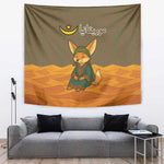 Mauritania Tapestry - Cute Fennec Fox and Arabic Calligraphy Desert Design