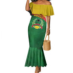 Guinea Bissau Mermaid Dress Green Yellow Red Swirl - African Pride