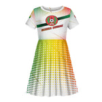 Guinea Bissau Kid Short Sleeve Dress White Green Red Gradient - African Pride