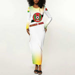 Guinea Bissau Long Sleeve Bodycon Dress White Green Red Gradient - African Pride