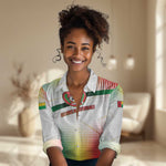 Guinea Bissau Women Casual Shirt White Green Red Gradient - African Pride