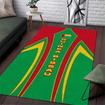 Guinea Bissau Area Rug Red Green Yellow Stripe Design and Black Star - African Pride